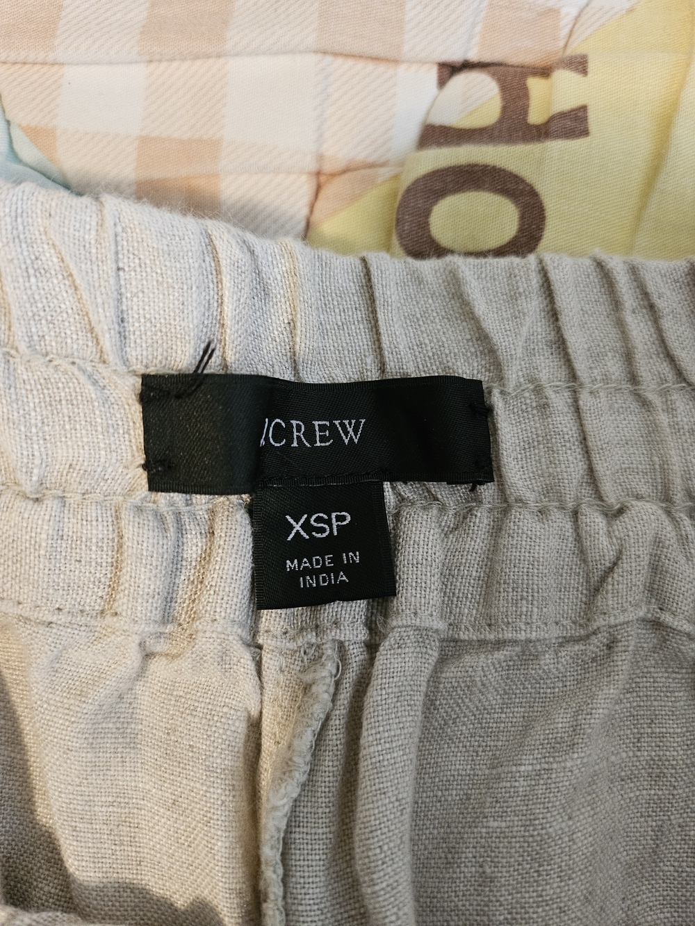 J. Crew Neutral Beige Elastic Waist Linen Pants With Pockets